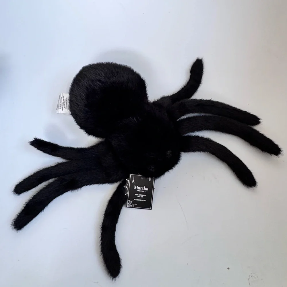 Martha Stewart Black Furry Spider Decorative Pillow